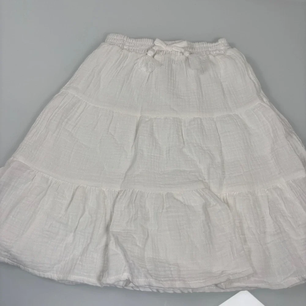 Haute Hippie Kids 3T White 3pc Set NEW Gauze Peplum Top Tiered Skirt Boho